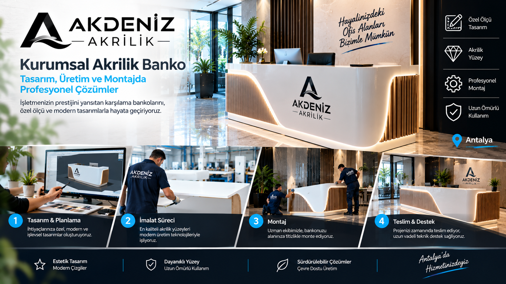 Kurumsal Akrilik Banko | Antalya Özel Tasarım – Akdeniz Akrilik